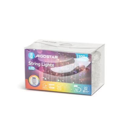 Aigostar - LED Kerst lichtsnoer voor buiten 300xLED/8 Functies 3xAA 6x3m IP44 Meerdere kleuren