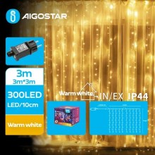 Aigostar - LED Kerst lichtsnoer voor buiten 300xLED/8 Functies 6x3m IP44 warm wit