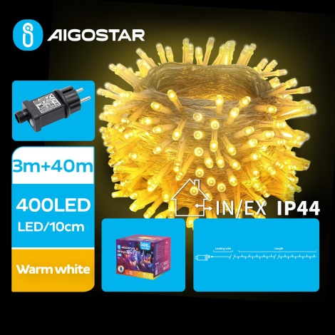 Aigostar - LED Kerst lichtsnoer voor buiten 400xLED/8 Functies 43m IP44 warm wit