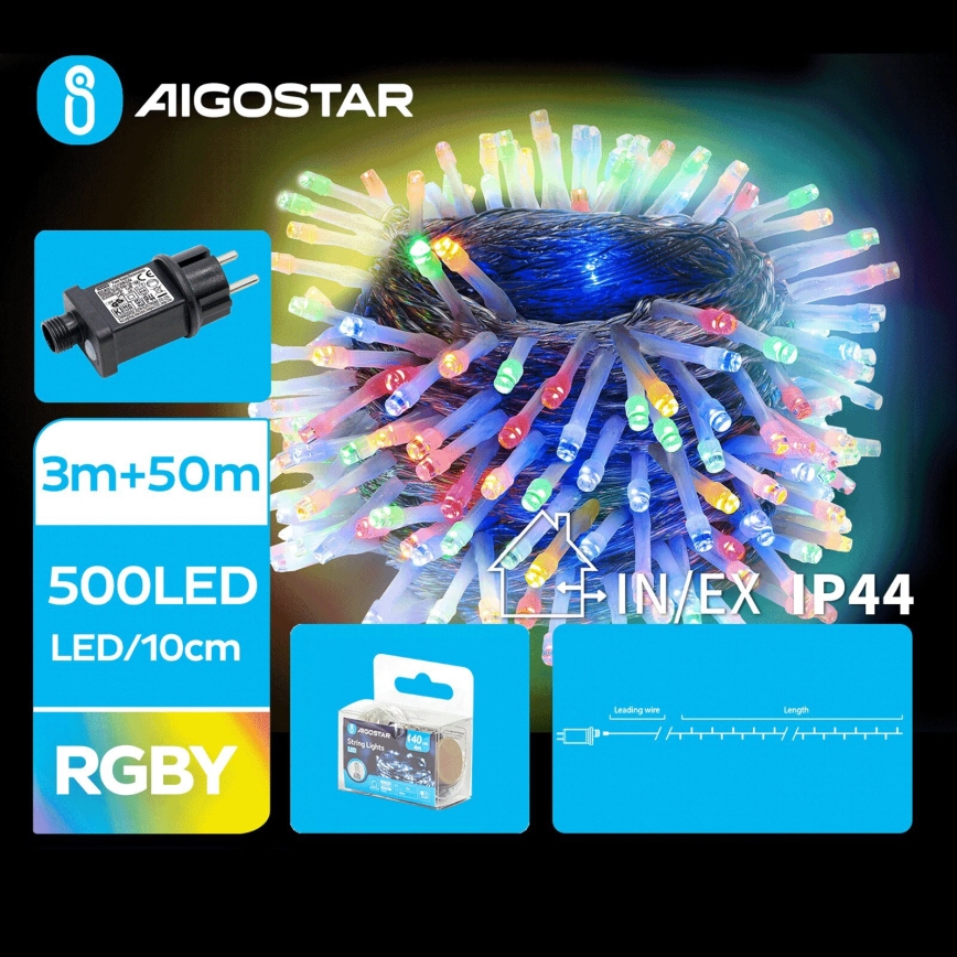 Aigostar - LED Kerst lichtsnoer voor buiten 500xLED/8 Functies 53m IP44 Meerdere kleuren