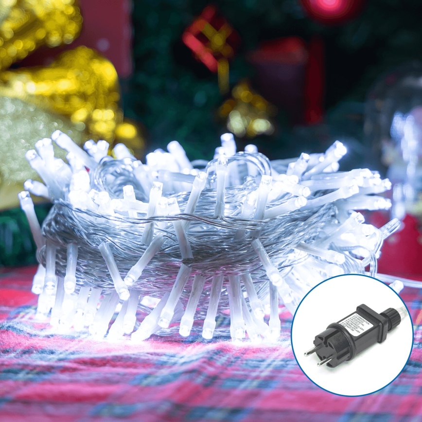 Aigostar - LED Kerst lichtsnoer voor buiten 50xLED/8 Functies 8m IP44 koud wit