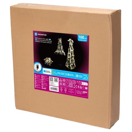 Aigostar - LED buiten kerstboom 100xLED 1,5m IP44 wit/goud koelwit