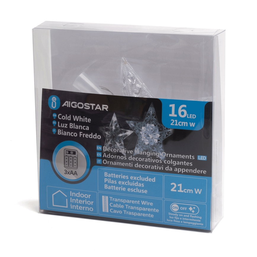 Aigostar - LED Kerstdecoratie 16xLED/3xAA koelwitte ster