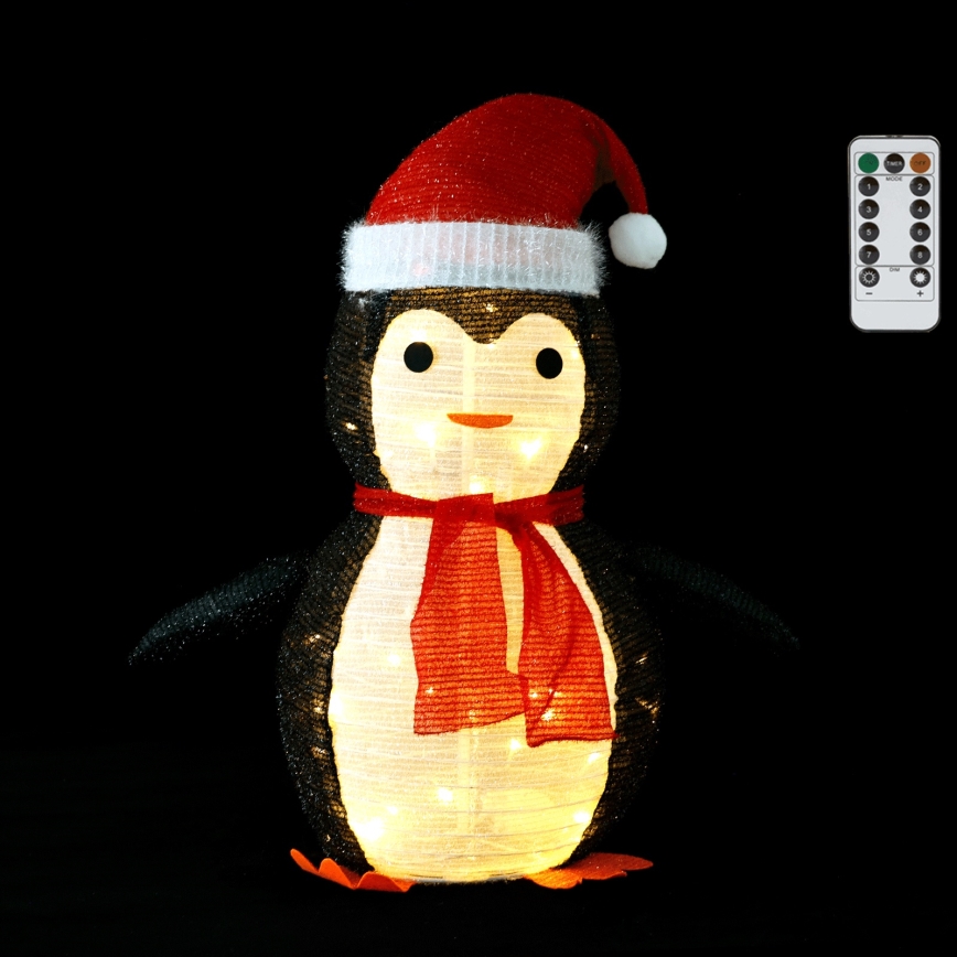 Aigostar - LED kerstdecoratie voor buiten 50xLED/3xAA 0,7m IP44 pinguïn + afstandsbediening