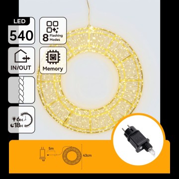 Aigostar - LED kerstdecoratie voor buiten 540xLED/6W/230V IP44 warm wit 45 cm krans