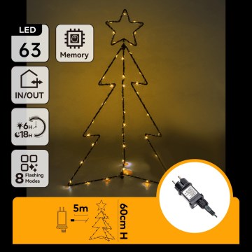 Aigostar - LED kerstdecoratie voor buiten 63xLED/3,6W/230V 60 cm IP44 boom warm wit