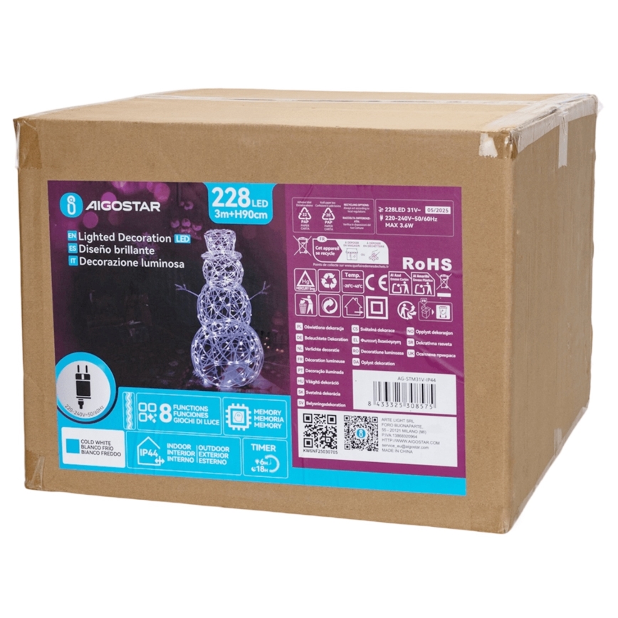 Aigostar-LED Kerstdecoratie voor buiten LED/3,6W/31/230V 6500K 90cm IP44 sneeuwpop