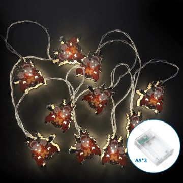 Aigostar - LED-kerstketting 10xLED/3xAA 1,5 m warm wit met sleeën