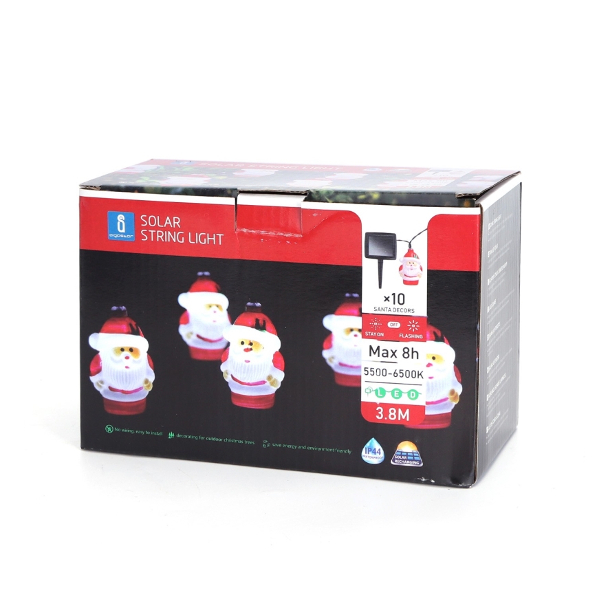 Aigostar - LED-kerstketting op zonne-energie 10xLED/3,8 m IP44 koud wit 400 mAh
