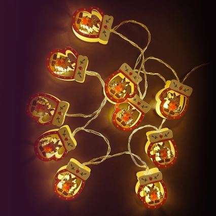 Aigostar - LED kerstlichtsnoer 10xLED/3xAA 1,5m warm wit handschoen