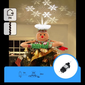 Aigostar - LED kerstprojector met sneeuwvlokken LED/5W/230V koud wit peperkoek