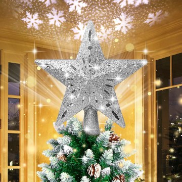Aigostar - LED kerstprojector met sneeuwvlokken LED/5W/230V koud wit zilveren ster
