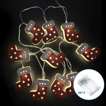 Aigostar - LED-kerstslinger 10xLED/3xAA 1,5m warm wit kerstsokken