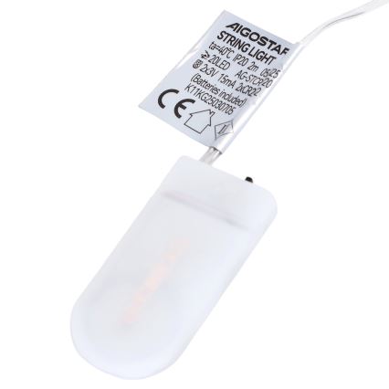 Aigostar - LED kerstslinger 20xLED/2xCR2032 2m meerkleurig
