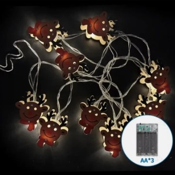 Aigostar - LED kerstsnoer 20xLED/3xAA 3m warm wit rendier