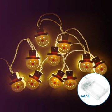 Aigostar - LED kerstsnoer 20xLED/3xAA 3m warm wit sneeuwman