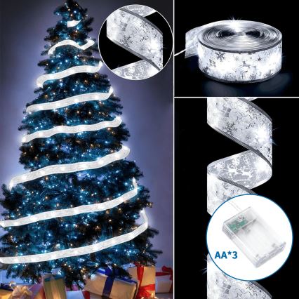 Aigostar - LED-kerstverlichting 50xLED/3xAA 5 m warm wit zilver