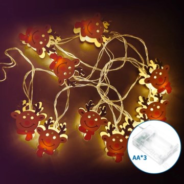 Aigostar - LED kerstverlichting 10xLED/3xAA 1,5m warm wit rendier