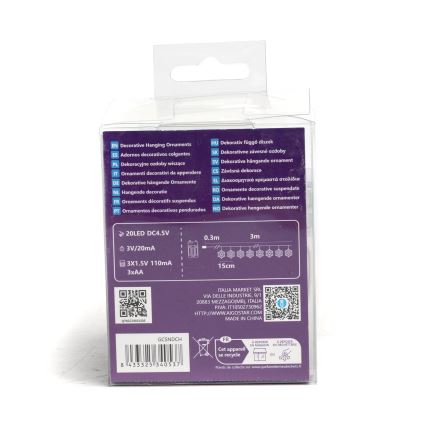 Aigostar - LED-kerstverlichting 20xLED/3xAA 3,3m met sneeuwvlokken