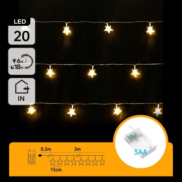 Aigostar - LED kerstverlichting 20xLED/3xAA 3,3m sterren