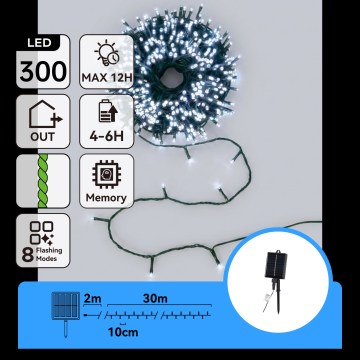 Aigostar - LED kerstverlichting op zonne-energie 300xLED/8 functies 32m IP65 koud wit 1200 mAh