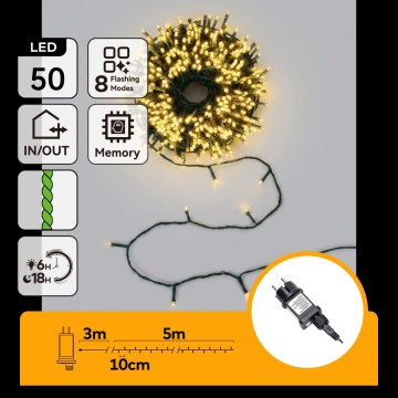 Aigostar - LED kerstverlichting voor buiten 50xLED/8 functies 8m IP44 warm wit