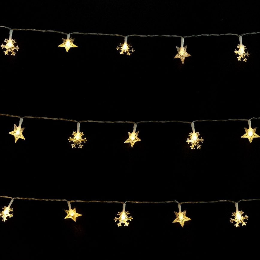 Aigostar - LED buiten kerstsnoer 50xLED/8 functies 3xAA 5m IP44 warm wit sterren