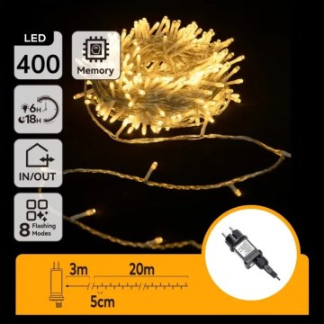 Aigostar - LED kerstverlichtingssnoer voor buiten 400xLED/8 functies 20m IP44 warm wit