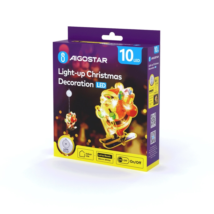 Aigostar - LED Kerstversiering LED/3xAAA Kerstman op ski's 23cm