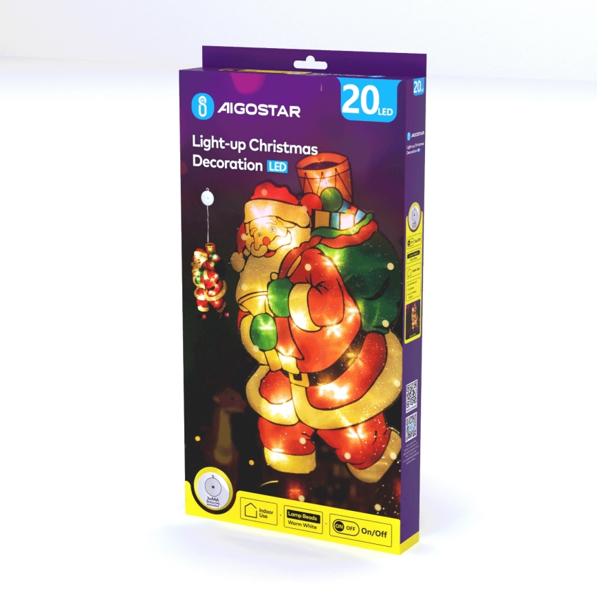 Aigostar - LED Kerstversiering LED/3xAAA Santa 45cm