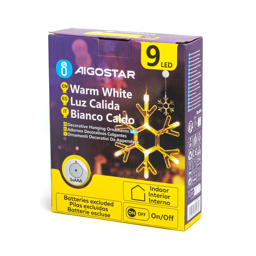 Aigostar - LED Kerstversiering LED/3xAAA warm wit sneeuwvlok 19cm