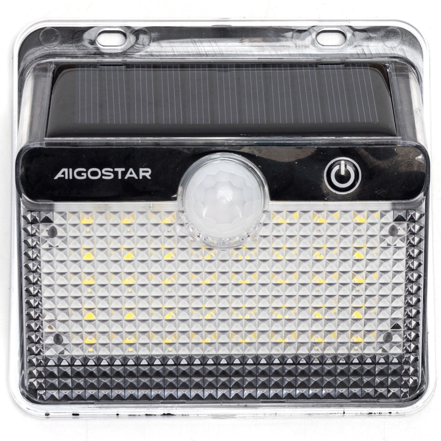 Aigostar - Lampe solaire LED avec capteur, 3,7 V, 6500 K, 1200 mAh, IP65, noire
