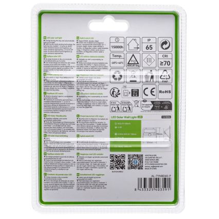 Aigostar - Lampe solaire LED avec capteur, 3,7 V, 6500 K, 1200 mAh, IP65, noire