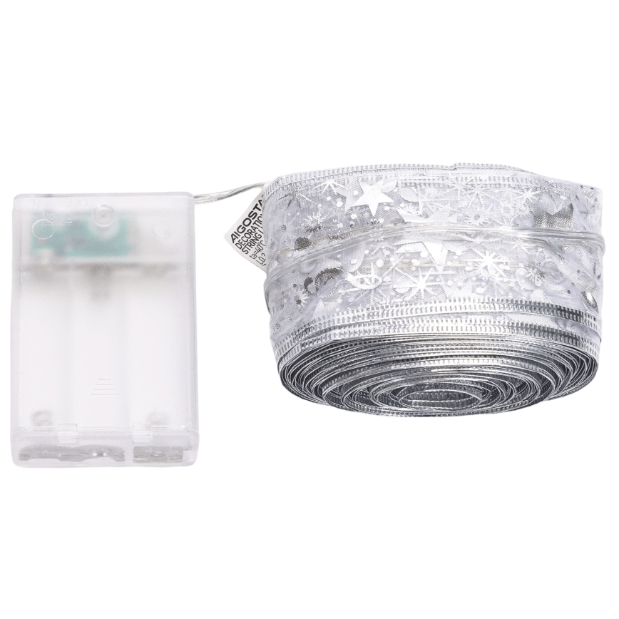 Aigostar - LED-lichtsnoer 100xLED/3xAA 10 m warm wit zilverkleurig