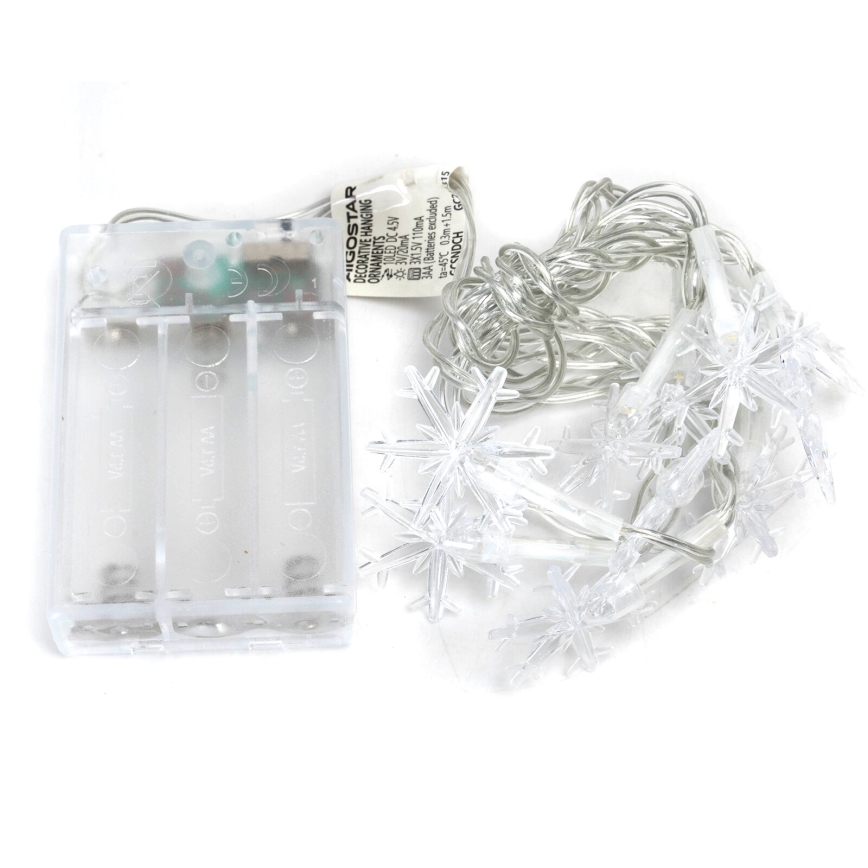 Aigostar - LED-lichtsnoer 20xLED/3xAA 3,3 m sneeuwvlokken