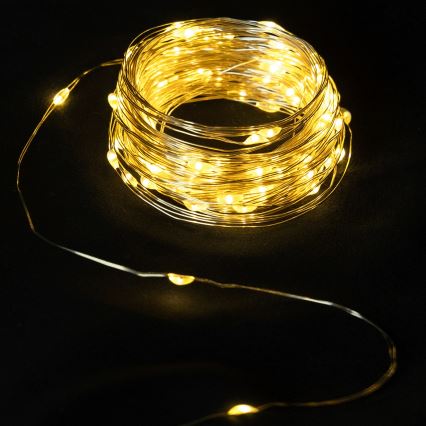Aigostar - LED lichtsnoer voor buiten 50xLED/8 functies 3xAA 5,3 m warm wit
