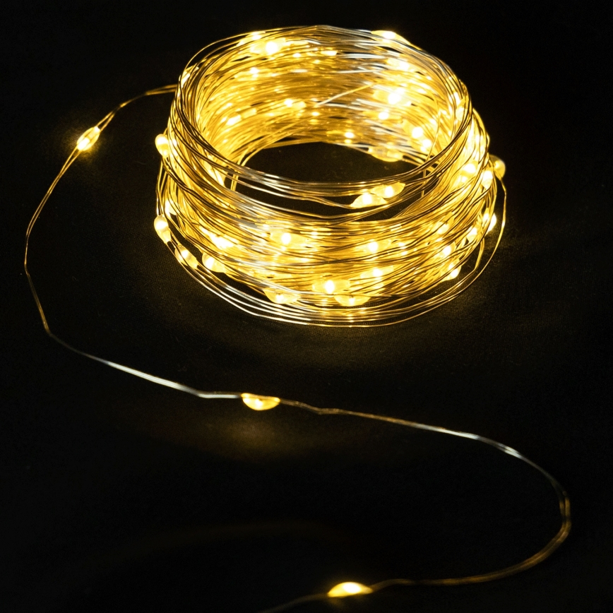 Aigostar - LED lichtsnoer voor buiten 50xLED/8 functies 3xAA 5,3 m warm wit