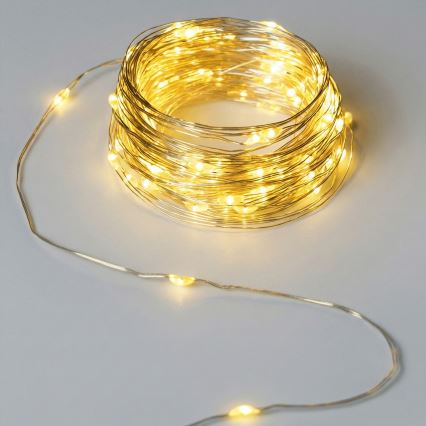 Aigostar - LED lichtsnoer voor buiten 50xLED/8 functies 3xAA 5,3 m warm wit