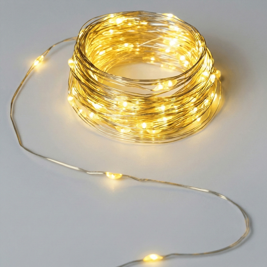 Aigostar - LED lichtsnoer voor buiten 50xLED/8 functies 3xAA 5,3 m warm wit