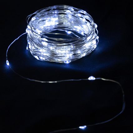 Aigostar - LED-lichtsnoer voor buiten 50xLED/3xAA IP44 5,3 m koud wit