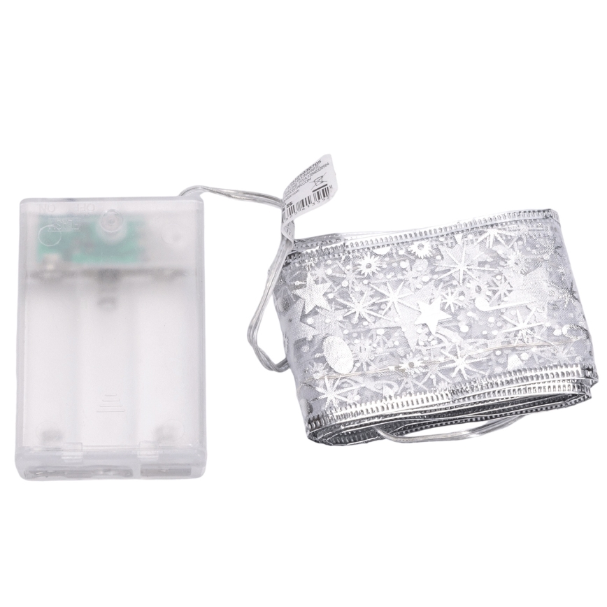 Aigostar - LED-lichtsnoer 50xLED/3xAA, 5 m, warm wit, zilver