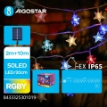 Aigostar - LED-lichtsnoer op zonne-energie 50x LED / 8 lichtfuncties 800 mAh 12 m IP65 meerkleurig