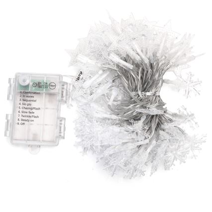 Aigostar - LED-buitenlichtsnoer 100xLED/8 functies 3xAA 10 m IP44 koelwit