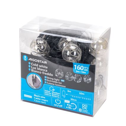 Aigostar - LED buiten decoratieve lichtsnoer 160 LED 10 m IP44 koelwit