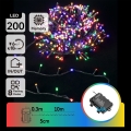 Aigostar - LED-lichtsnoer voor buiten, 200 LED-lampjes, 8 functies, 3× AA-batterijen, 10,3 m, IP44, meerkleurig