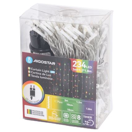 Aigostar - LED-lichtsnoer voor buiten 234 LED's/8 functies 1,2 x 1,8 m IP44 meerkleurig