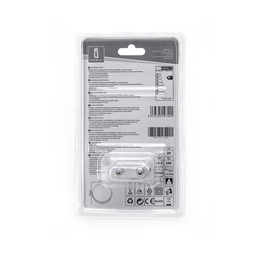 Aigostar - LED Nachtlampje met schemersensor LED/1W/230V 6500K rond