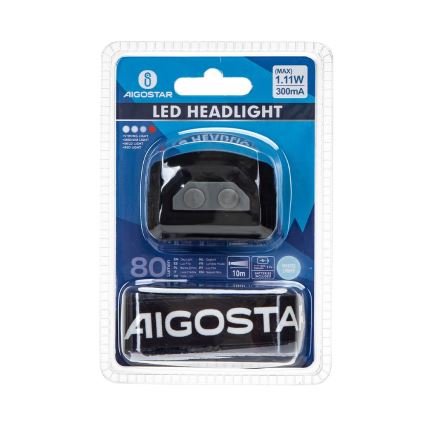 Aigostar - LED Oplaadbaar dimbaar headlamp en senzorem LED/1,11W/3,7V