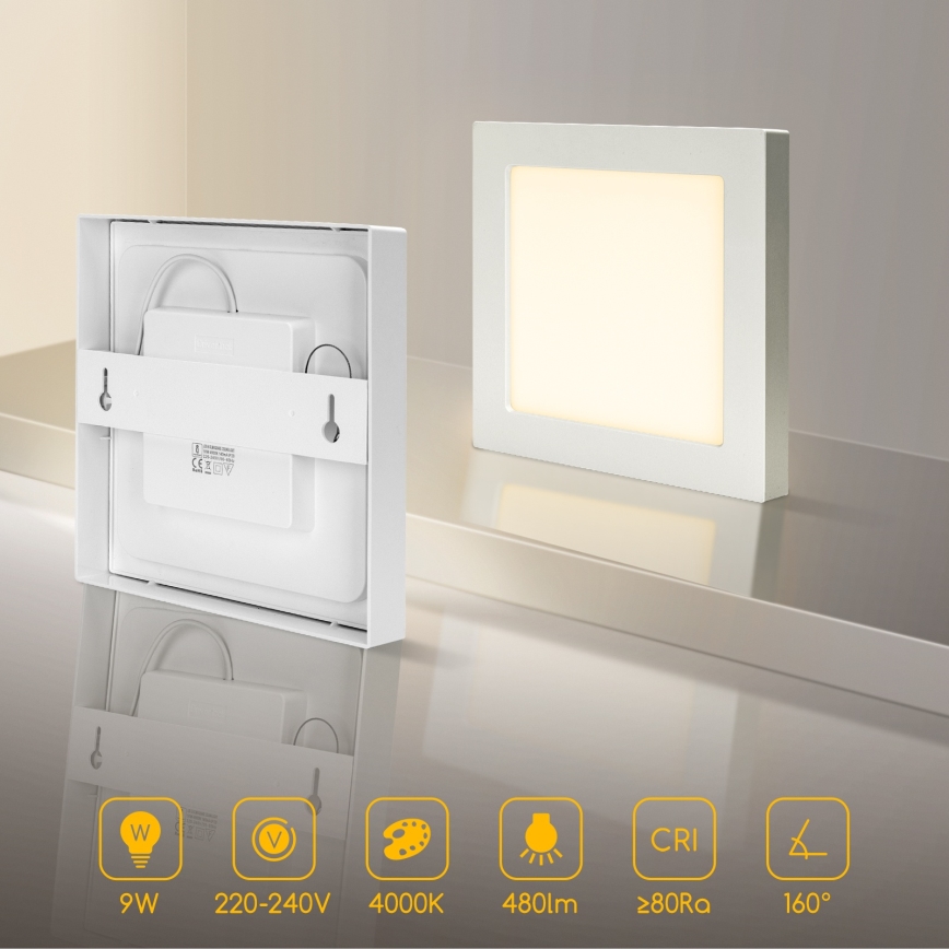 Aigostar - LED plafond-opbouwarmatuur LED/9W/230V 4000K 12,2x12,2 cm wit