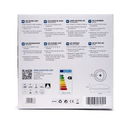 Aigostar - LED plafondlamp LED/12W/230V 3000K Ø 28 cm